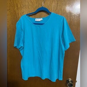 Women’s Denim & Co. Blue short sleeve top.  Size XL.